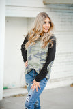 Camo Long Sleeve Top with Elbow Patches