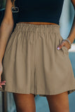 Cotton Blend Pocketed High Rise Shorts