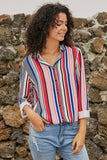 Navy Striped Modern Women Shirt