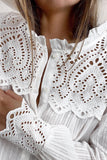 Buttoned Hollow-out Patch Long Sleeve Shirt