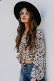 Leopard Print Drawstring Pullover Blouse