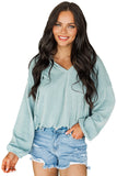 Loose Fit Ribbed V Neck Hoodie