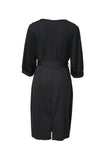 Plus Size Puff Sleeve Wrap V Neck Midi Dress