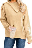 Buttoned Cowl Neck Sweater