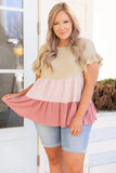 Ruffled Colorblock Babydoll Plus Size Top