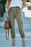 Casual Pocketed Elastic Waist Joggers
