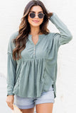 Buttoned Splicing Long Sleeve Blouse