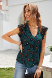 Print Lace Shoulder Tank Top