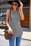 Solid Ribbed Knit Slim-fit Tank