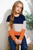 Leopard Print Colorblock Kids Long Sleeve Top