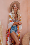 Multicolor Kimono Sleeve Floral Print Graceful Cover Up