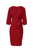Plus Size Puff Sleeve Wrap V Neck Midi Dress