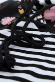 Striped Floral Print Long Sleeve Zipper Hoodie