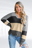 Colorblock Distressed Sweater