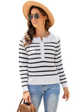 Striped Buttoned Knitted Sweater