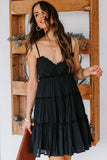 Spaghetti Straps Ruched Ruffled Mini Dress