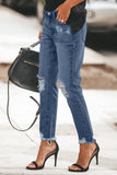 Ripped Slim Fit Washed Jeans
