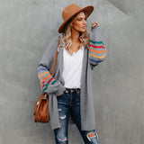 Striped Balloon Sleeve Cardigan