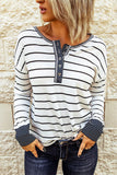 Striped Color Block Buttoned Waffle Knit Shirt