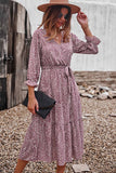 Floral long sleeve autumn winter dress