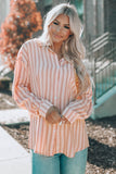 Pink Striped Buttons Closure Long Sleeve Shirt