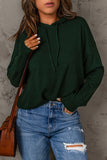 Green Drop Sleeve Knitted Pullover Sweater with Hood