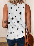 Star Print Knit Tank with Slits