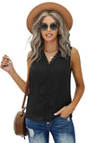 Crochet V Neck Textured Tank Top