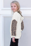 Beige Leopard Print Colorblock Kid's Hoodie