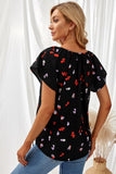 V-neck Short Sleeve Fashion Print Fantasy Fluttering Blouse