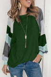 Lantern Sleeve Color Block Pullover Loose T-shirts