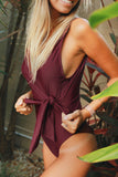 Wrap V Neck One-piece Swimwear