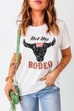 White Not My Rodeo Bull Graphic T Shirt