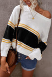 Colorblock Drop Shoulder Knitted Pullover Sweater