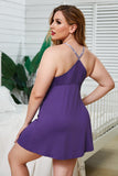 Purple Plus Size Keyhole Babydoll