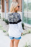 Camouflage Patchwork Long Sleeve Top