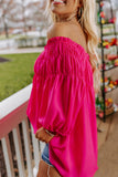 Rose Plus Size Smocked Bust Off-the-shoulder Blouse