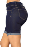 Roll Up Cuffs Dark Denim Bermuda Shorts