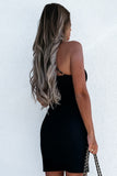 Criss Cross Spaghetti Strap Side Split Bodycon Mini Dress