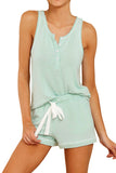 Multicolor Tie-dye Knit Sleeveless Shorts Pajamas Set