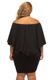 Plus Size Multiple Dressing Layered Dark Blue Mini Poncho Dress