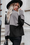 Gray Colorblock Checkered Sherpa Jacket