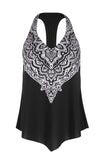 Retro Print Halter T Back Handkerchief Tankini