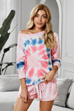 Multicolor Tie Dye Printed Long Sleeve Tops and Shorts Lounge Set