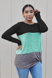 Color Block Crew Neck Blouse
