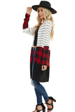 Plaid Colorblock Striped Cardigan