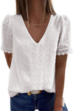 Swiss Dot Lace V Neck Shirt