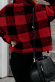 Plaid Zip Collar Plush Pullover Sweatshirt