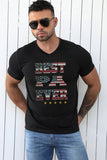 American Flag Letter Graphic Print V Neck Men's T Shirt