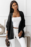 Buttons Front Textured Knit Cardigan